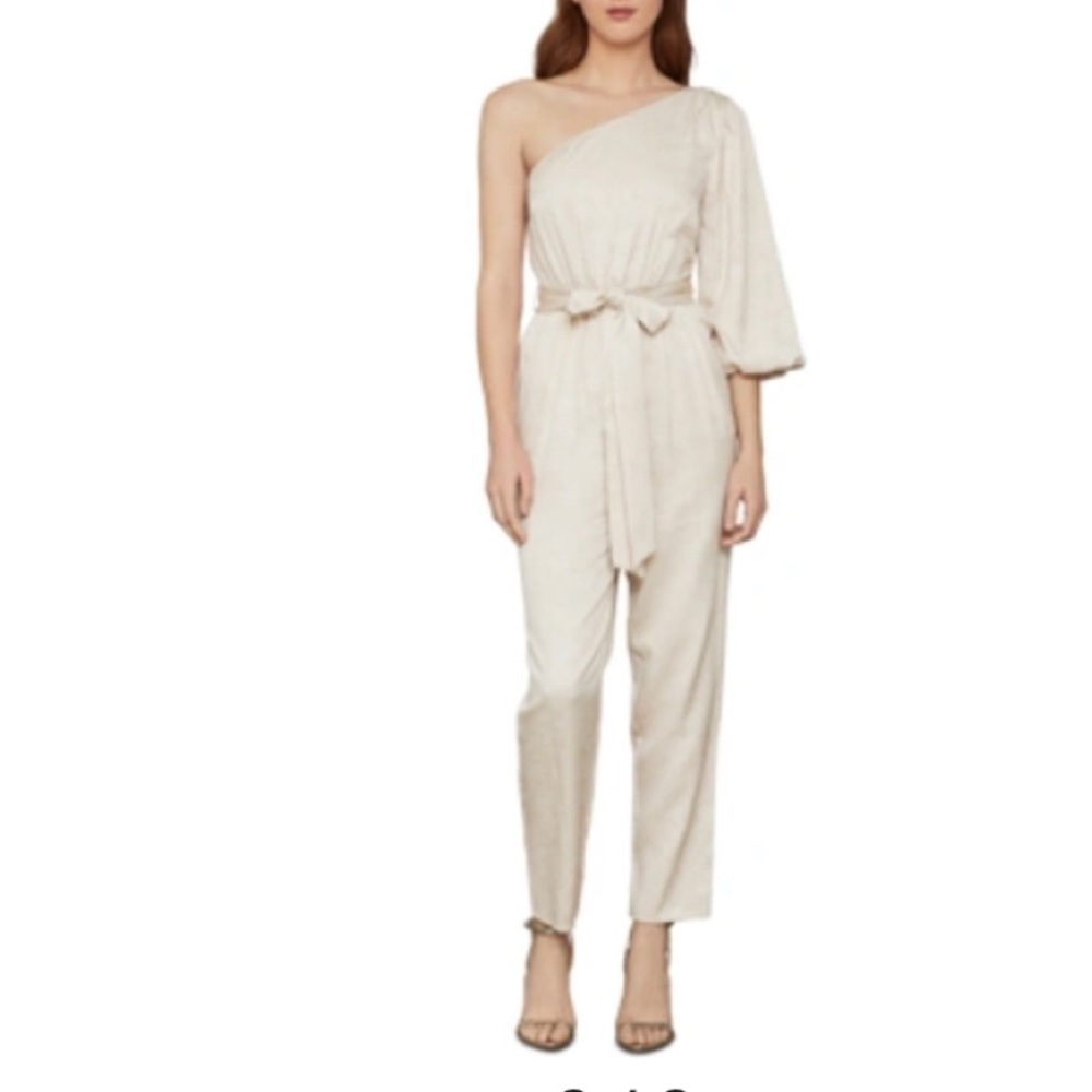 BCBG one shoulder puff sleeve jumpsuit